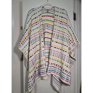 Vintage Chico's open-front knit poncho wrap rainbow stripes